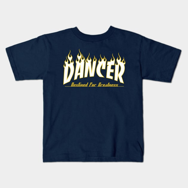 DANCER (white text) Kids T-Shirt by CV_GRAPHICTEEZ